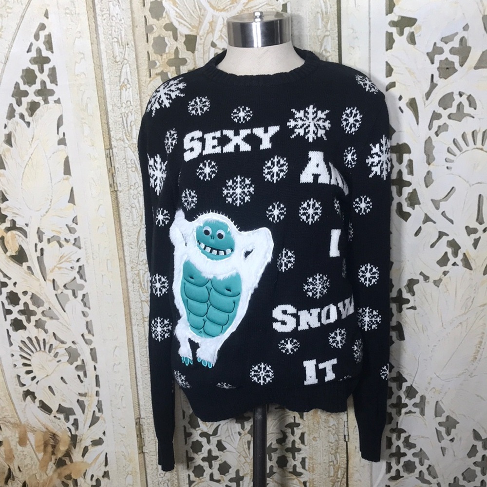 Black Snowflake Novelty Christmas Sweater